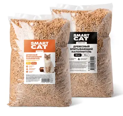 Купить smart cat Древесный впитывающий наполнитель с ароматом хвои, 100% натуральный, premium forest, без пыли