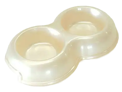 Homepet миска двойная пластиковая для собак и кошек, бежевый перламутр