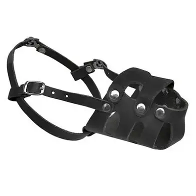 Tappi Сид амуниция намордник кожаный цельнокроеный для собак, черный